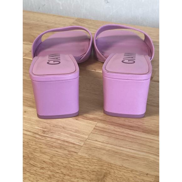 Gianni Bini Pink Leather Block Heel Mules Slides Women's Size 9 - Picture 6 of 9